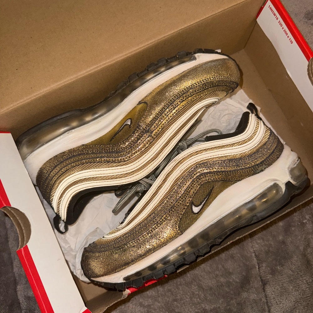 Nike Air Max 97 Metallic Gold and White Sneakers
